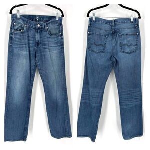 7 For All Mankind Women's Straight Austyn Jeans Blue Denim Medium Wash Size 30